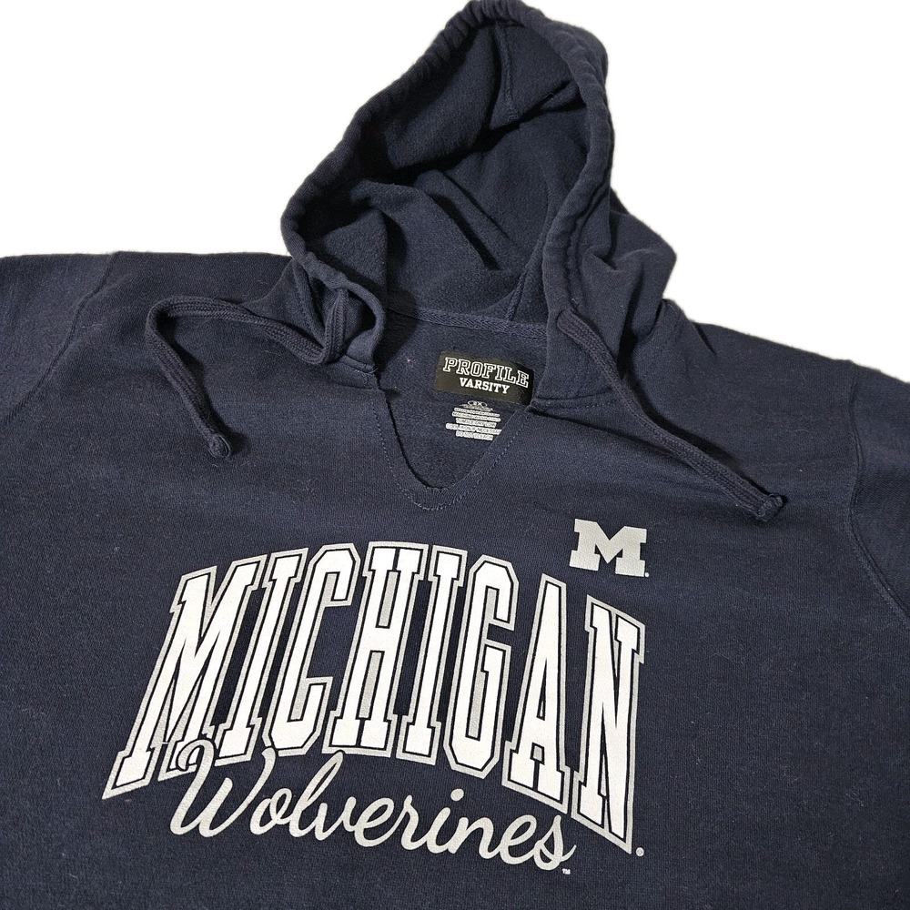 Michigan Wolverines Hoodie Mens 2XL Blue Roomy Script Kangaroo Pockets